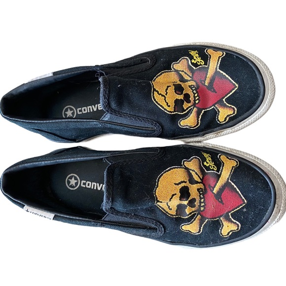 Converse sailor Jerry’s skull slip ons heart crossbones 6.5 37.5 - Picture 2 of 11